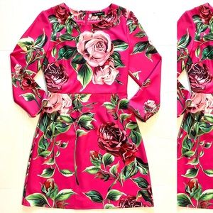 Designer inspired pink and green rose dress sizeS-M